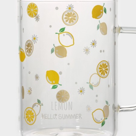 Glass mug with a ceramic lid and pipe "Frutis", 450 ml, color mix-3