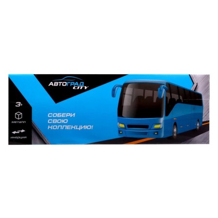Metal bus "Intercity", inertial, scale 1:43, blue color-4