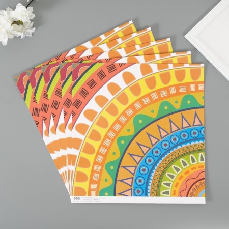 Scrapbooking paper "Ethnic patterns" density 180 grams set 5 pcs 30.5x32 cm-1