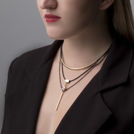 Pendant "exclus" rhombus, white color in gold, 37 cm