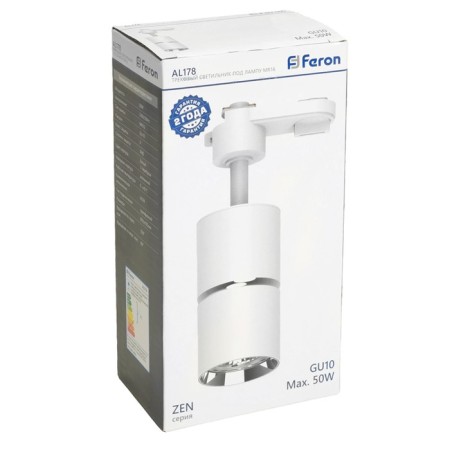 Snow -phase track lamp Feron AL178, IP40, GU10, 15 W, 55x55x175 mm, white color with silver-2