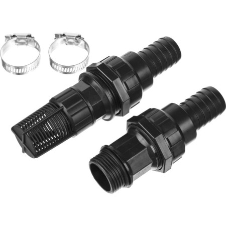 A set of fittings for suction hoses: a return valve with a filter, adapter, two clamps-1