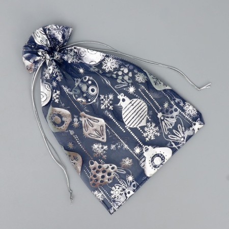 Bag Gift Organza "Silver", 16 x 24 cm +/- 1.5 cm, New Year-4