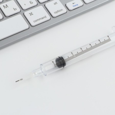 Handle joke Ball blue paste, syringe “injection from all problems”, on the substrate-3