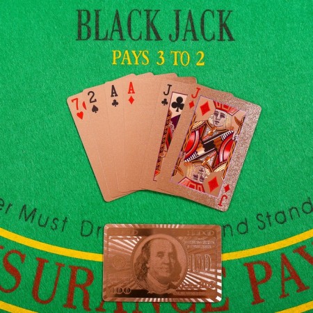 Playing plastic "dollar", 54 pcs, 28 md, card 9 x 6 cm, pink gold