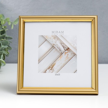 Photo frame Plastic "Mira" 15x15 cm gold (plastic screen)