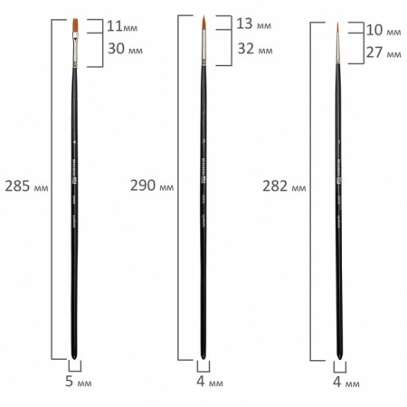 System of Synthetics 5 pieces, Brauberg Art Classic, Round No. 1, 3; flat No. 4, 8; oval No. 10-10