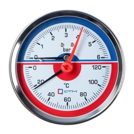 Thermomanometer "CTM", axial, DK 80 mm, 0.6 MPa, external thread 1/4 ", 120 ° C-1