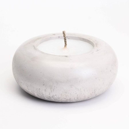 Candle "Complete. Marble" in the candlestick of gypsum large, 11x5 cm, marble with black stripes-1