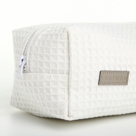 Cosmetic bag at the lightning textura, white color-5