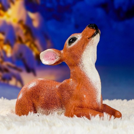 Garden figure "lying deer" from gypsum good souvenirs, 24 cm, medium, brown-6