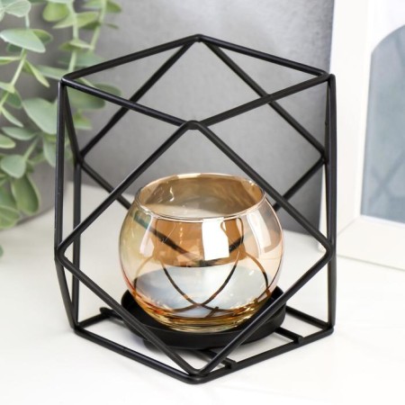 Summary metal, glass per 1 candle "Squares and triangles" 10x15x15 cm-1