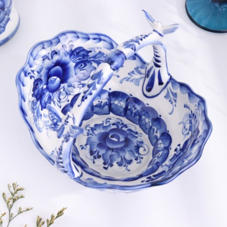 Candy "Basket", oval, 17 x 21 cm, gzhel-3