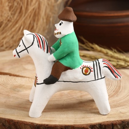 Souvenir "man on horseback", Kargopol toy-1