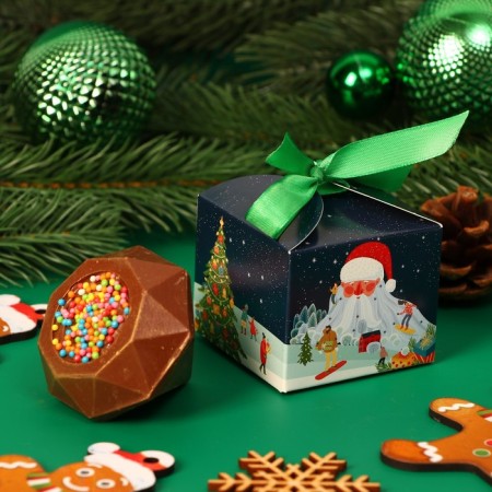 New Year. Chocolate bomb with marshmallow "New Year's fairy tale", milk chocolate, 38 g
