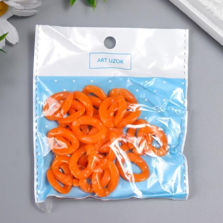 Decor for creativity plastic "Ring for the chain" bright orange set 25 pcs 2.3x1.65 cm-3