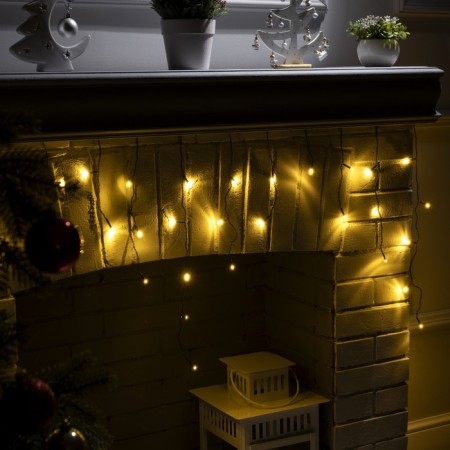 Garland "fringe" 3 × 0.5 m, IP20, dark thread, 80 LED, warm white glow, 8 modes, 220 V-1