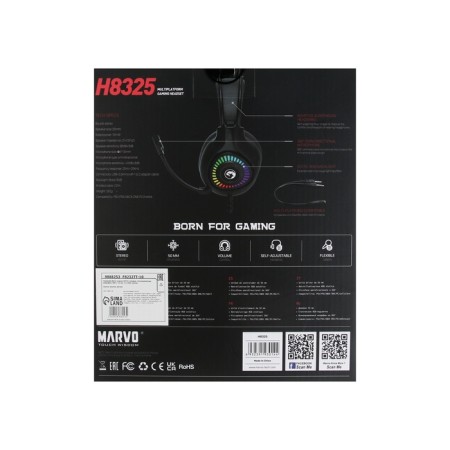 Marvo H8325 headphones, game, full -size, microphone, USB + 3.5 mm, 2 m, RGB, black-10