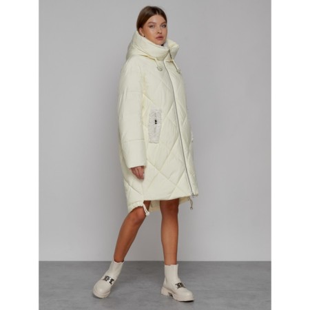 Coat insulated winter female, size 48, color light yellow-2