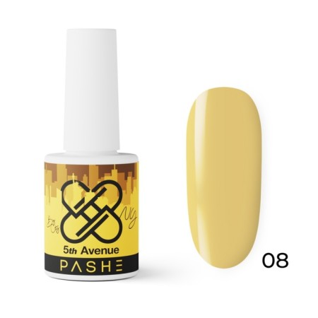 Pashe 5th Avenue gel polish, No. 08 “Sauer whiskey”, light green, 9 ml
