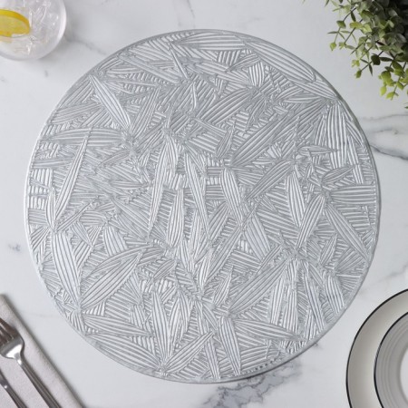 Set of serving napkins on the table “Leaves”, d = 38 cm, 4 pcs, silver color-5
