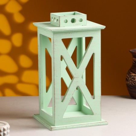 Kashpo wooden "Lantern. Provence" 17x17x31 cm olive-1