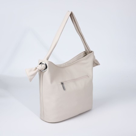 Luggage bag on lightning, 2 external pockets, milk color-1