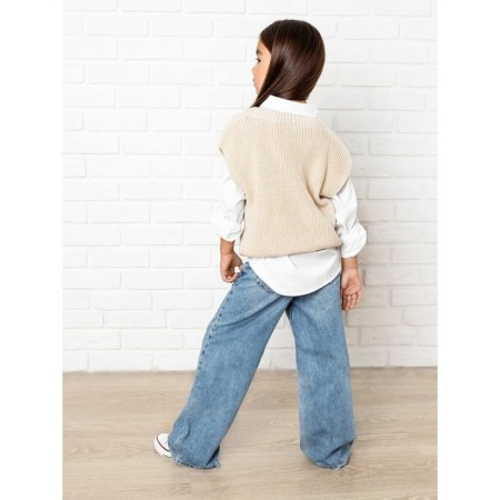 Vest for girls Knit, height 140 cm, milk color-8