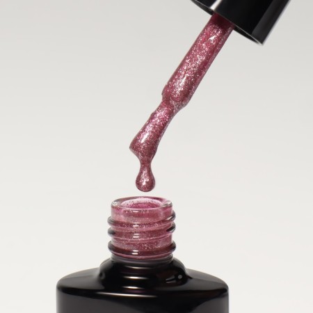 Gel nail polish, Chrome, shimmer, 3 phase, 8ml, LED/UV, purple-pink color (004)-6