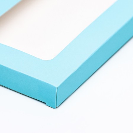 Gift box for tiles of chocolate, with a blue window, 17 x 8 x 1.4 cm-3