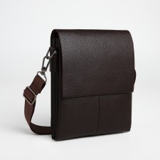 Men's bag over the shoulder, Textura, external pocket, brown color