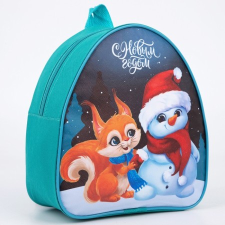 New Year's children's backpack "Happy New Year", a snowman and a fox-2
