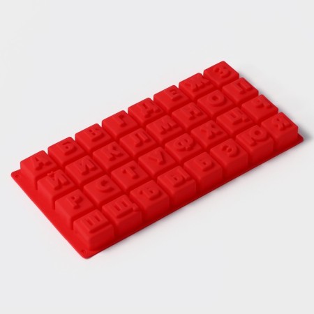 Baking uniform “Alphabet”, silicone, 35 × 18 cm, 32 cells (3.7 × 3.7 × 3 cm), Mix color-7