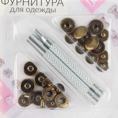 Installation buttons, alpha (S-shaped), d = 13 mm, 6 pcs, with the installer, antique color-1