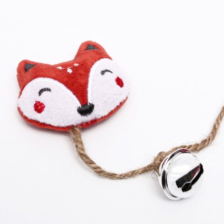 A toy for cats with cat mint and feathers "Fox", 10 cm, with a tambourine-1
