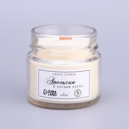Aromatic candle made of soy wax in a bank, 75 g, orange and black pepper-2