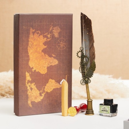Gift set 5B1 "Steampank": Power pen black, ink, tips, print, wax