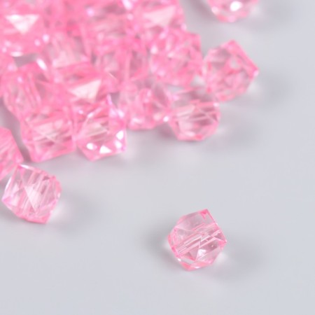 Plastic beads "Crystal polyhedron. Neon-pink" Transparent set of 20 g 1x1x1 cm-1