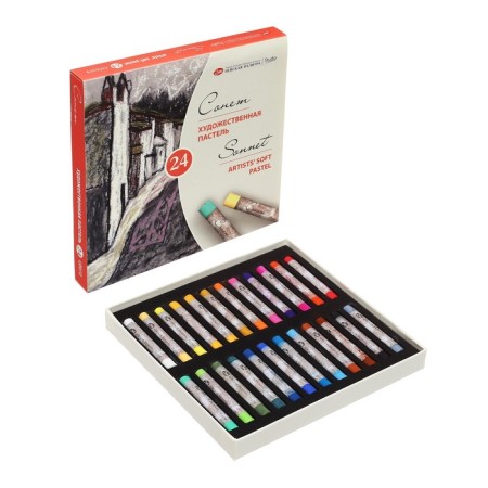 Pastel dry ZHK "Sonnet", 24 colors, Soft, D-8 mm/L-60 mm, round section, art, 7141224-3