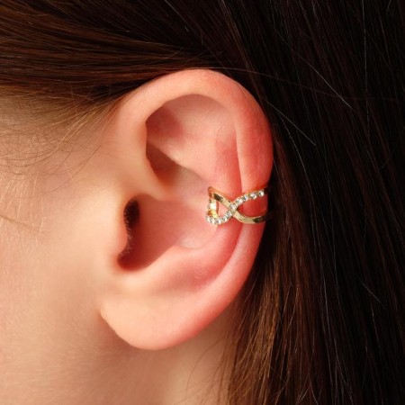 Earring "Kaff" Infinity, white color in gold-1