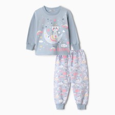 Pajamas for the girl, the color is gray-blue, height 104 cm