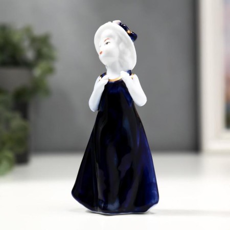 Souvenir ceramics under porcelain baby blue-gold 12*6 cm-1