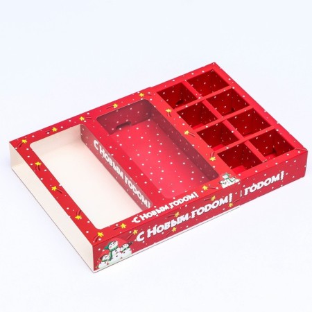 Box for 8 sweets + chocolate "Snowmen", 17.7 x 17.85 x 3.85 cm-7