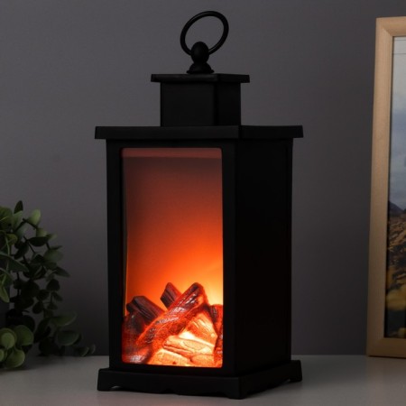 Nightlight "fireplace" LED black 13x13x30 cm Risalux-2