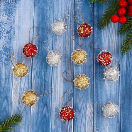 Set of balls plastic D-3 cm, 12 pcs "Fluffy shine" mix