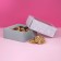 The box is self-assembly, the lid is, with the window, the "lightness" 14.5 x 14.5 x 6 cm