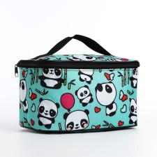 Cosmetic bag with zipper, turquoise color