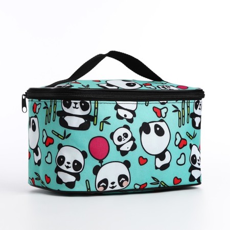 Cosmetic bag with zipper, turquoise color