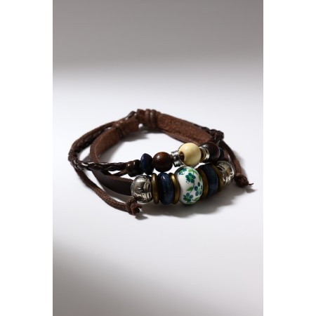 Bracelet Skin "hippie" bead, brown color, d = 6 cm-2