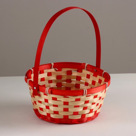 Wicker basket, d21xh24 cm, red, bamboo